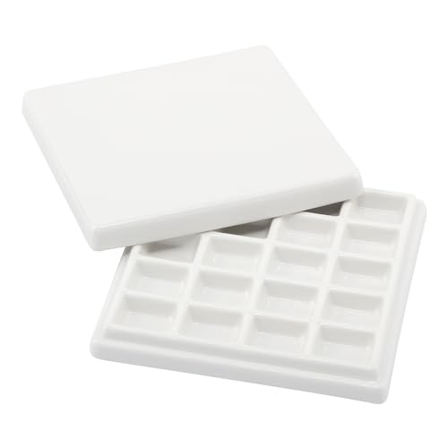 Creative Mark English Glazed Porcelain Palette, Sturdy Construction with 20 Deep Paint Wells for Color Mixing, Palette for Watercolor, Gouache & Oil Paints for Artists, Professionals, Students
