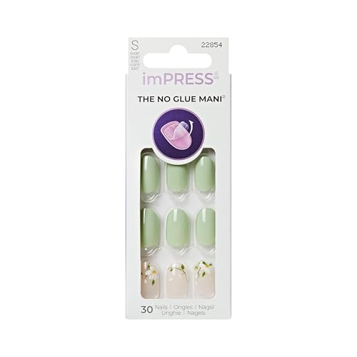 Kiss Impress No Glue Mani Press On Nails Design Velvet Bunny Green Short Size Oval Shape Includes 30 Nails 1 Mini File 1 Prep Pad 1 Manicure Stick Instruction Sheet
