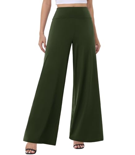 Image of ZOOSIXX Wide Leg Palazzo Pants for Women - High Waist Casual Beach Lounge Pants Loose Flowy Pants Stretchy Trousers