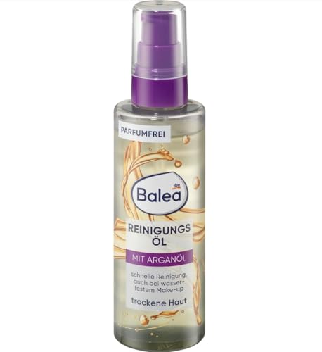 Balea Reinigungsöl, 100 ml Flasche - Reinigt sanft Gesicht, Augen und Lippen - Parfümfrei und mit Arganöl