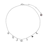Pura Vida 14' Silver Celestial Charms Choker Necklace - Brand Charm, 3' Extender