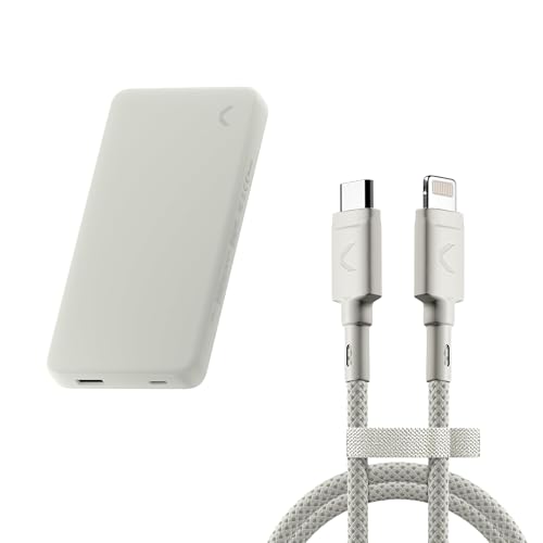 Power Bank portátil 10K mAh con cable USB-C a Lightning