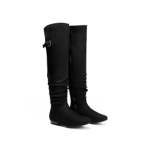 Image of DREAM PAIRS Women's Over The Knee Flats Slouch Thigh Boots | Comfortable Casual Flat Knee High Boots for Daily Walking Vacation