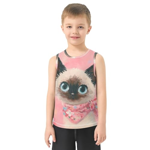 Boys' Tank Top Shirt Little Siamese Cat Sleeveless T-Shirts2