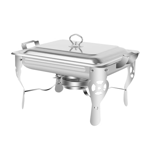 Calentador de alimentos rectangular de acero inoxidable de 6 L con sartén de agua, para catering, buffet y fiestas