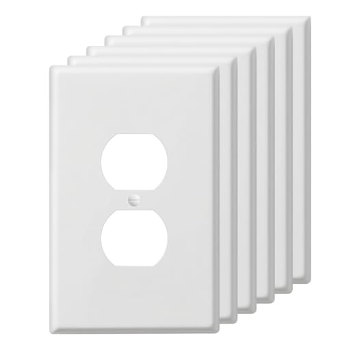 Oversized Duplex Receptacle Outlet Wall Plate 6Pack Jumbo Electrical Outlet Covers Extra Large Switch Plates Over-Size 1-Gang 5.5 x 3.5 Gloss Finish Dual Receptacle Faceplate Impact Resistant