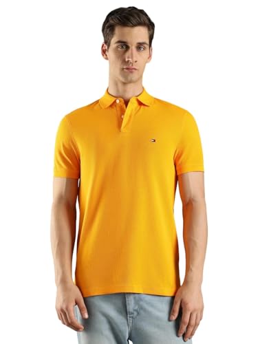 Image of Tommy Hilfiger Solid Regular fit Cotton Polo t-Shirt