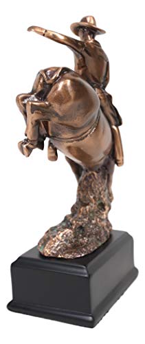 Estatua de vaquero montando toro en bronce sepia miniatura 5