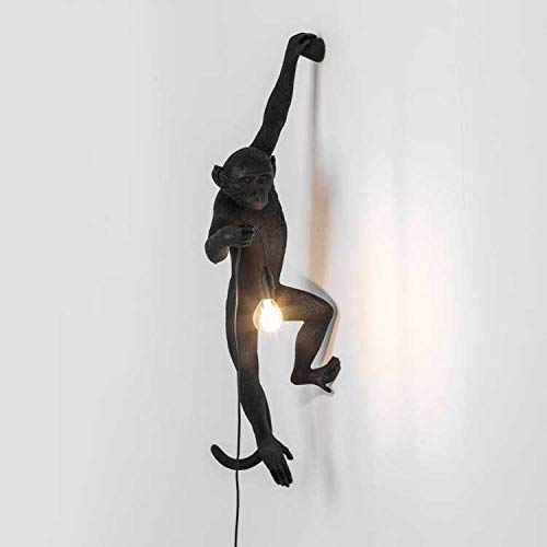 Singe Lampe de Table Applique Murale Lustre Lampadaire Résine Noire Matériau E27 Pays Créatif Rétro Lustre bar Café Restaurant Lustre de Chanvre Gold@Noir C
