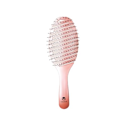 Calista SMOOTHIE Large Hair Brush - Flexible Detangling Brush for Thick & Long Hair Wet or Dry Reduces Breakage Vented Pink