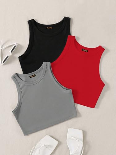 Image of Tops for Women Crop Top for Women's Tank Activewear Tee Sports Western Casual Cotton Camisole Pack of 3 Combo