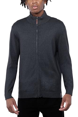 Men's Full Zip Mock Neck Knit Soft Sweater, Long Sleeve Classic Fit Sweater for Men