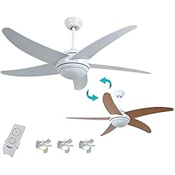 Ventilador Malibu Bastilipo - Malibu Blanco LED - Ventilador de techo LED con mando a distancia y palas reversibles, Clase de eficiencia energética A