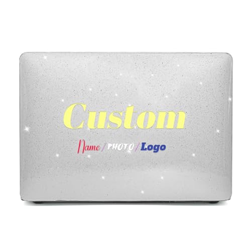 Cover rigida personalizzata compatibile con MacBook Pro 13' 2019 A1989 A2159 e 2016-2017 Touch Bar e Touch ID A1706 A1708, cover rigida personalizzata con logo del nome, trasparente scintillante