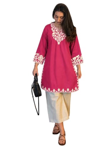 Image of ANNI Designer Co Ord Set for Women Cotton Embroidered | Straight Kurta Palazzo Set for Woman | Round Neck V Slit Full Sleeve Ethnic Dress Stylish Coord Outfit Womens Clothing