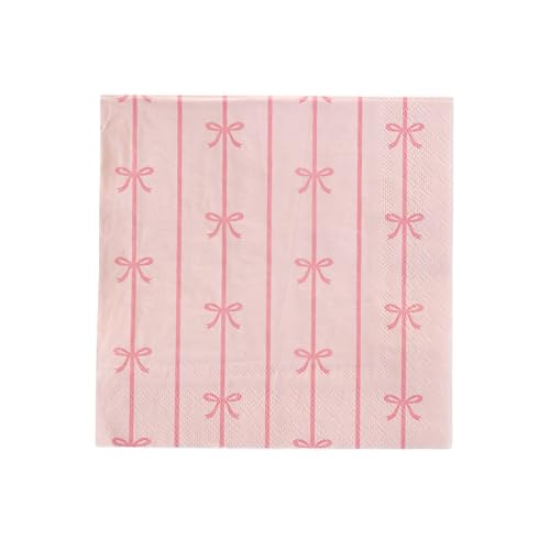 Bonjour Fête Light Pink Signature Bow Large Napkins, Pack of 20, 6.5"