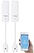 Produktbild Luminea Home Control ZigBee Wassersensor: 2er-Set ZigBee-Wassermelder mit externem Sensor, App (Funk Wassermelder, Wasseralarm, Waschmaschine)
