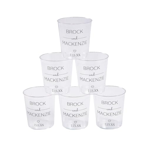 Fun Express Personalized Wedding Plastic Shot Glasses 50 Pieces