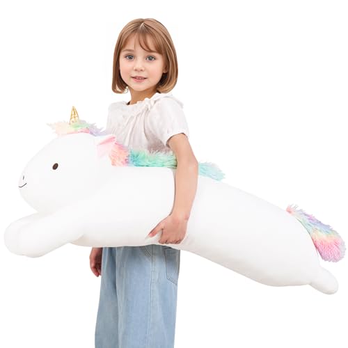 Image of MMguai 40inch Jumbo Unicorn Stuffed Animal, Giant Rainbow Unicorn Stuffy Long Body Pillow Plush Toy, Large Soft Unicorns Plushies Gift for Kids Boy Girl, Birthday, Christmas