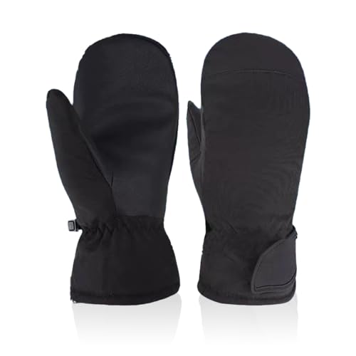 Enjoyaa Ski Mittens Winter Waterproof Snowboard Mittens for Women Mens Ski Gloves Thermal Touch Screen Warm Windproof Winter Gloves for Skiing Hiking Cycling (Black)