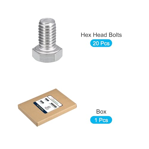 Image of METALLIXITY Hex Head Bolts (3 /8-16 x 5 /8 inch) 20Pcs, 304 Stainless Steel 18-8, Fully Threaded, External Hex Drive, Plain Finish, Hex Head Screw Bolt, Silver