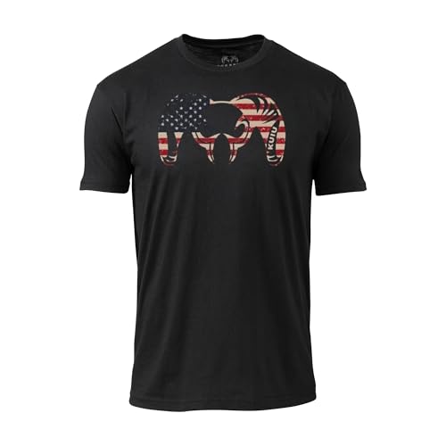 KUIU Patriotic Ram T-Shirt for Men, American Flag Ram Logo Tee, Lightweight Cotton Polyester Hunting Shirt, Soft, Durable Fit