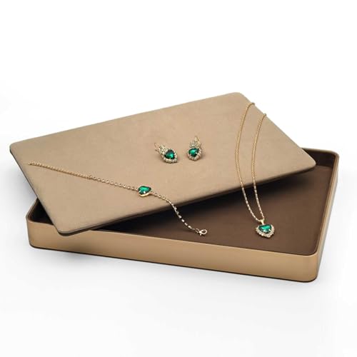 Metal Jewelry Tray, Valet Tray, Bedside Table and Desktop Organizer. It is Stackable and can be Used to Display Watches, Rings, Earrings and Bracelets（Brown）4