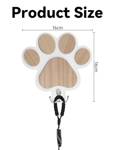 Gxdamxz Hundegarderobe, Hunde Garderobe Holz, Hundeleinenhalter Wand für Halsband & Hundezubehör, Dog Leash Holder for Wall, Weiß