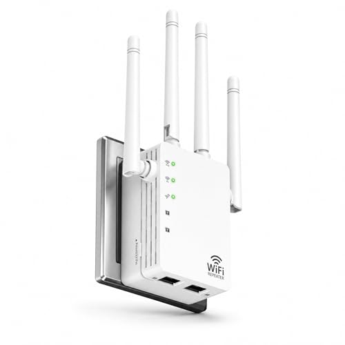 Image of 1200Mbps WiFi Extender with 4 Antennas, WiFi Extender Signal Booster with Ethernet Port and 12880Sq Ft, Easy Setup, Supports 105 Devices for Home