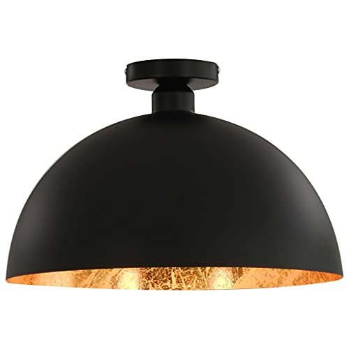 Lampe de plafond E27 semi-sphérique noire pour éclairage intérieur - 5
