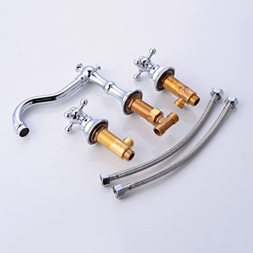 Robinets de lavabo à double levier EuropUPC de style traditionnel brillant
