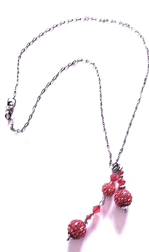 Chaîne très fine en acier inoxydable avec son collier perles en cristal rouge