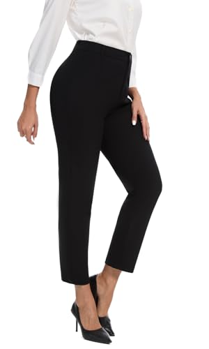 Women's High Waisted Dress Pants Straight Leg Business Trousers with Pockets Stretch Fabric for...