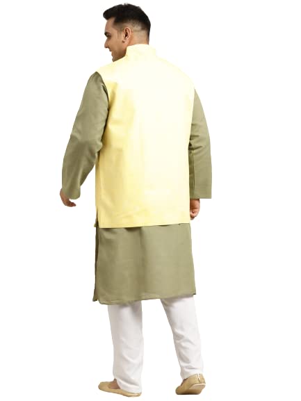 Image of SOJANYA (Since 1958, Men's Silk Blend Grey Kurta Pyjama & Silk Blend Jacket Combo