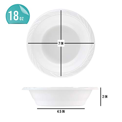 100 Count Disposable 18 ounce White Plastic Soup Bowls - Thumbnail 2