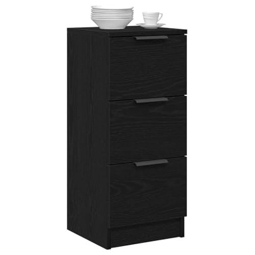 vidaXL Buffet en chêne Noir avec tiroir Chêne Noir 30 x 30 x 70 cm, Armoire Design, Buffet Moderne, Organisateur rectangulaire, Meuble Pratique, unité Gain...