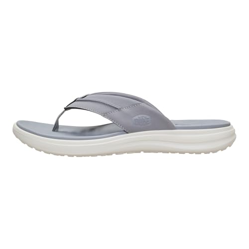 HEYDUDE Mens Finn Flip Sandal Grey/White Size 11 | Lightweight Easy On Style | Travel Ready Casual Flip Flops for Men