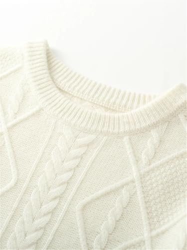 Men's Merino Wool Pullover O-Neck Cable Knit Sweater Autumn Winter Soft Warm Tops3