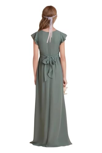 Chiffon Junior Bridesmaid Dress Flower Girl Dress for Wedding Teens Ruffle Sleeves Prom Party Dresses2