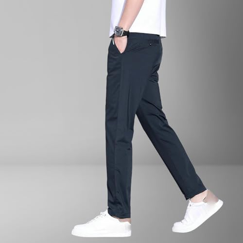 Men's Summer Thin Ice Silk Business Straight Slim Fit Casual Pants3