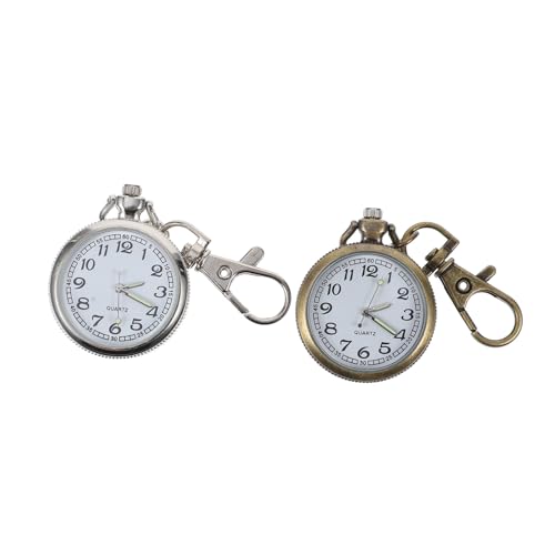 MOKKHNB 2個 ヴィンテージ風クォーツ懐中時計キーチェーン 軽量合ナースウォッチ ペンダント型バッグ飾り 学生試験用胸掛け時計 ファッショ