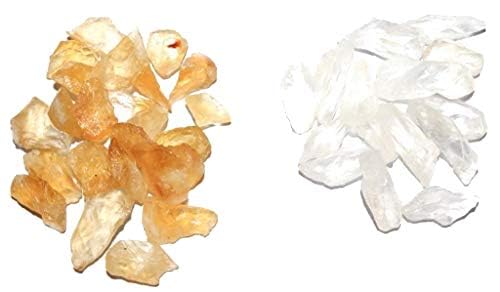 Image of Natural Healing Rough Crystal Gemstones Combo: Citrine And Clear Quartz Stones
