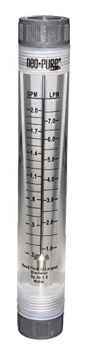 Neo-Pure Inline Liquid Water Flowmeter, 0.2–2 GPM, 1/2' FNPT Female Ports – Accurate Flow Monitoring for RO Systems, Filtration & Low-Flow Applications – 1 Unit