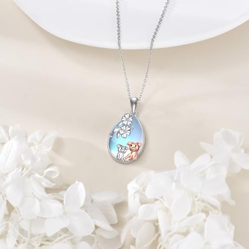 Moonstone Necklace 925 Sterling Silver Red Cardinal/Hummingbird/Pig/Frog/Rose/Daisy Pendant Jewelry Gift for Women2