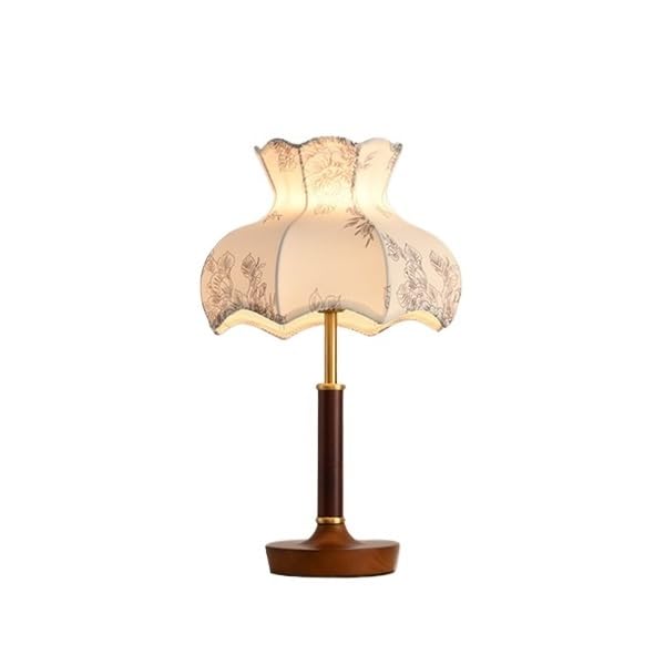 Affascinante Wooden Table Lamp Retro Bedroom Bedside Floral Fabric Lampshade Study Decorative Arredamento per la casa