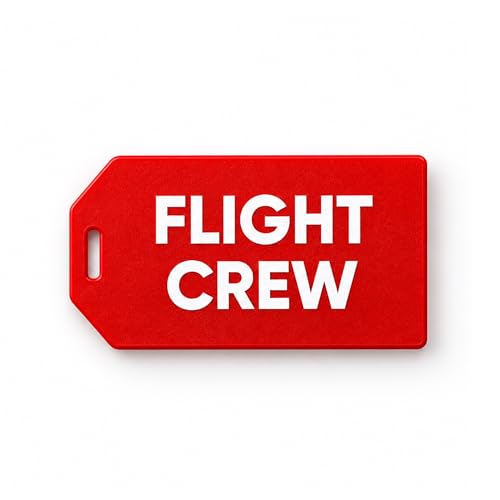 Image of 2 Pack - Heavy Duty Flight Crew Luggage Tags - Airline Crew Bag Tag for Flight Attendant Luggage and Carry On Rollerboards, Rigid Plastic with Loop Straps
