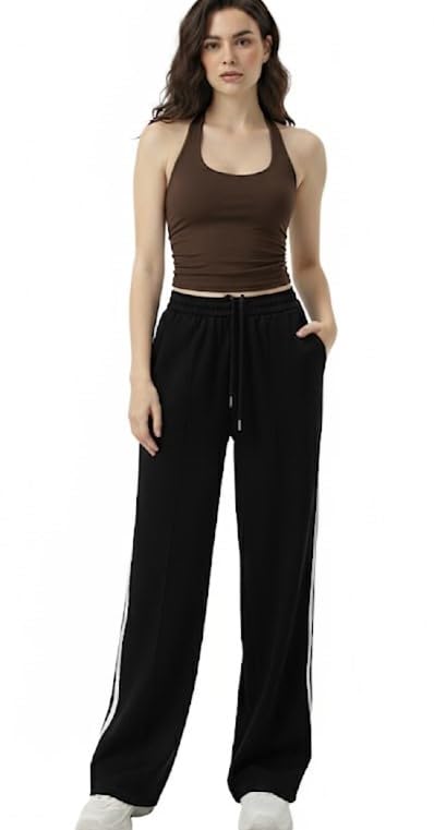 Image of FASHA Women Jogger & Crop Top Set | Stylish 2-Piece Co-Ord Lounge Wear for Women | High Waist Joggers with Trendy Crop Top | Casual Wear | Gym Wear | Travel Outfit|Tracksuit Co-Ord for Girls