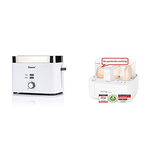 Linnuo Toaster mit Brötchenaufsatz - 2 Schlitzen 7 Bräunungsstufen 900W starke Leistung & Emerio EB-115560, NEUHEIT…