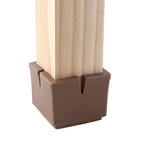 Chair Leg Floor Protectors, WarmHut 16pcs Brown Silicone Table Furniture Leg Feet Tips Covers Caps, Felt Pads, Prevent Scratches, Wood Floor Protector (Square)(Brown)