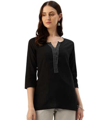 Image of Elegant Short Kurti for Women - 3 /4 Sleeves | Round Neck | (S to XXL)